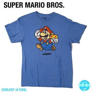 Super Mario T-shirt Men's Size Medium Blue Soft Nintendo NES Retro Video Game